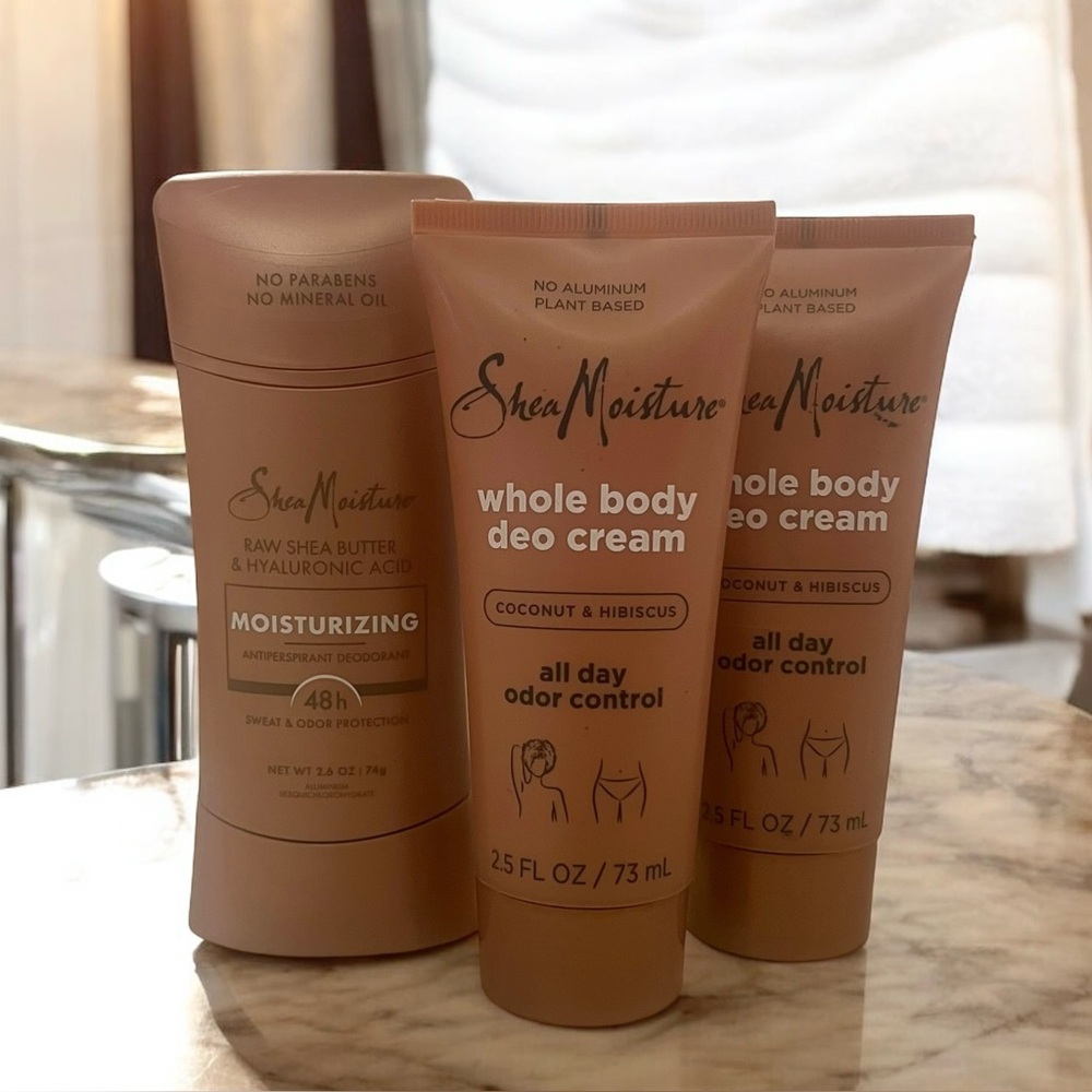 3x Lot Shea Moisture Whole Body Deodorant Cream Tubes + Stick Coconut Hibiscus